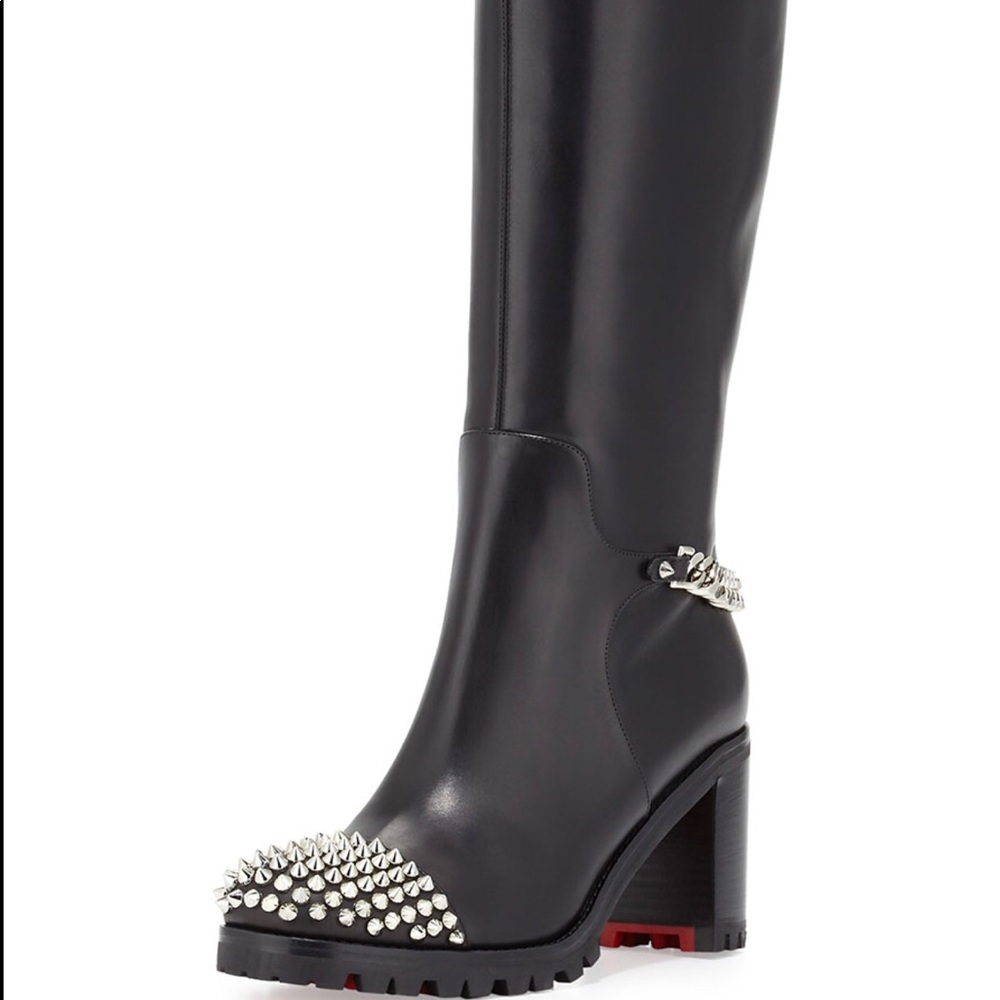ChristianLouboutinSpikedToeRed Sole Knee Boot Sz35